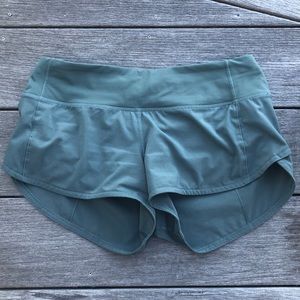 Green lululemon speed up shorts
